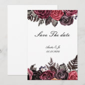 Faire-part de mariage floral bordeaux (Devant / Derrière)