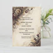 Faire-part de mariage floral bordeaux vintage (Debout devant)