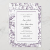 Faire-part de mariage floral botanique de Lilac et (Devant / Derrière)