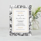Faire-part de mariage floral botanique noir et or (Debout devant)
