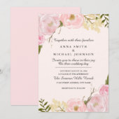 Faire-part de mariage floral botanique rose blush (Devant / Derrière)