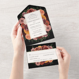 Faire-Part de Mariage Floral Bourgogne Automne Tou