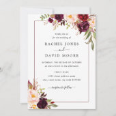 Faire-part de mariage Floral Bourgogne moderne (Devant)