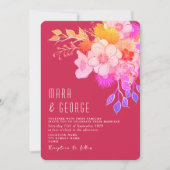 Faire-part de mariage floral brillant Magenta (Devant)
