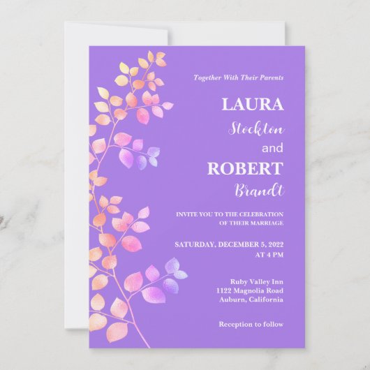 Faire-part de mariage floral brillant moderne (Devant)