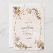 Faire-part de mariage Floral Brown beige (Devant)