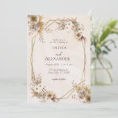 Faire-part de mariage Floral Brown beige (Debout devant)