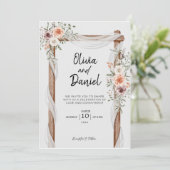 Faire-part de mariage floral Brown blanc (Debout devant)