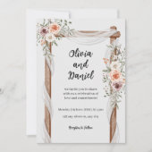 Faire-part de mariage floral Brown blanc (Devant)
