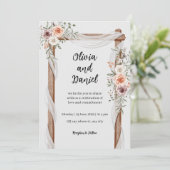 Faire-part de mariage floral Brown blanc (Debout devant)