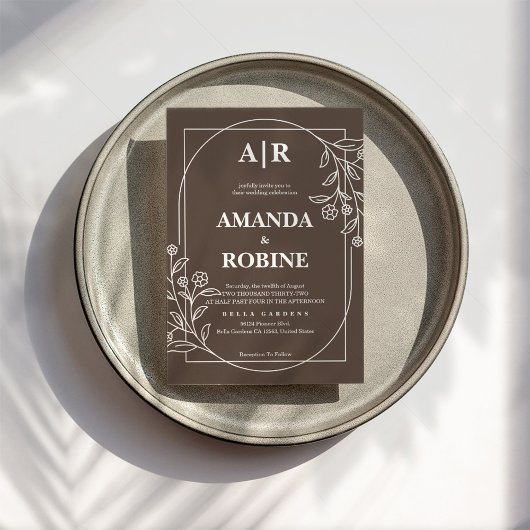 Faire-part de mariage Floral Brown moderne