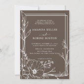 Faire-part de mariage Floral Brown moderne (Devant)