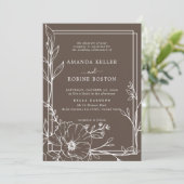 Faire-part de mariage Floral Brown moderne (Debout devant)