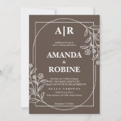 Faire-part de mariage Floral Brown moderne (Devant)