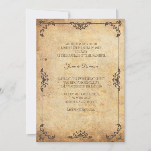 Faire-part de mariage Floral Brown vintage (Devant)