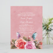 Faire-part de mariage Floral Burst rose (Debout devant)