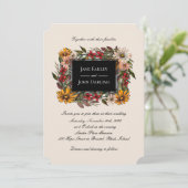 Faire-part de mariage floral cadre automne riche (Debout devant)