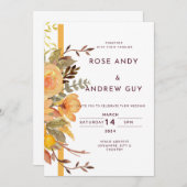 Faire-part de mariage floral, carte d'invitation n (Devant / Derrière)