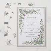 Faire-part de mariage floral celtique argent (Devant / Derrière)