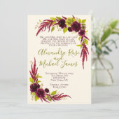 Faire-part de mariage floral Chartreuse et Bourgog (Debout devant)