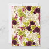 Faire-part de mariage floral Chartreuse et Bourgog (Dos)