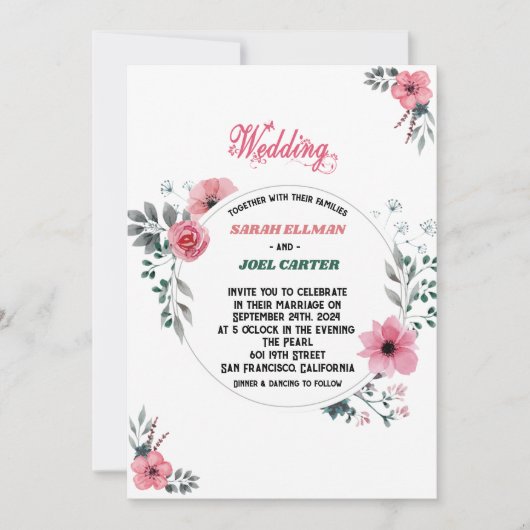 faire-part de mariage floral chic Bright Watercolo (Devant)