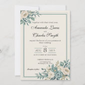 Faire-part de mariage floral clair (Devant)