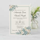 Faire-part de mariage floral clair (Debout devant)