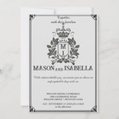 Faire-part de mariage Floral Classique Monogram Cr (Devant)