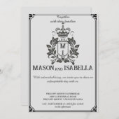 Faire-part de mariage Floral Classique Monogram Cr (Devant / Derrière)