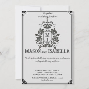 Faire-part de mariage Floral Classique Monogram Cr