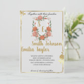 Faire-part de mariage Floral Classique Monogram Cr (Debout devant)