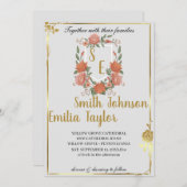 Faire-part de mariage Floral Classique Monogram Cr (Devant / Derrière)