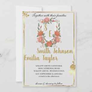 Faire-part de mariage Floral Classique Monogram Cr