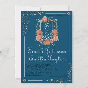 Faire-part de mariage Floral Classique Monogram Cr