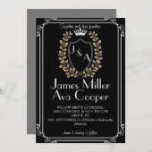 Faire-part de mariage Floral Classique Monogram Cr (Devant / Derrière)