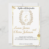 Faire-part de mariage Floral Classique Monogram Cr (Devant)