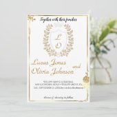 Faire-part de mariage Floral Classique Monogram Cr (Debout devant)