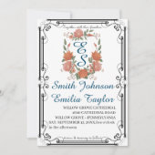 Faire-part de mariage Floral Classique Monogram Cr (Devant)