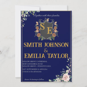 Faire-part de mariage Floral Classique Monogram Cr