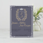 Faire-part de mariage Floral Classique Monogram Cr (Debout devant)