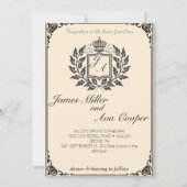Faire-part de mariage Floral Classique Monogram Cr (Devant)
