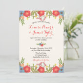 Faire-part de mariage floral coloré (Debout devant)