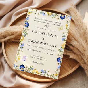 Faire-part de mariage floral coloré et doux