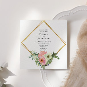 Faire-part de mariage floral coquille d'oeuf et ro