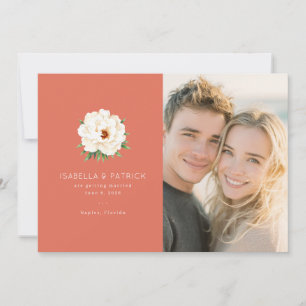 Faire-part de mariage floral corail joyeux