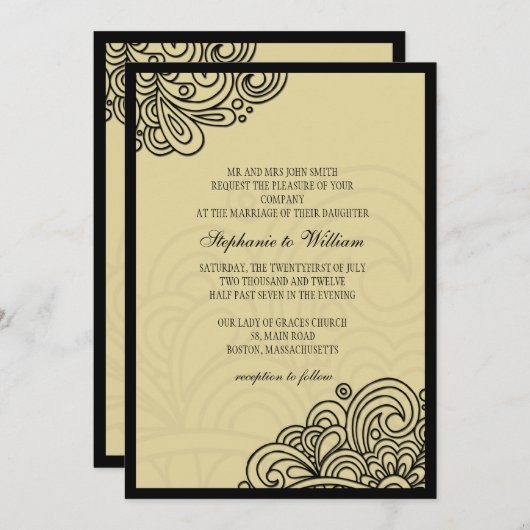 Faire-part de mariage floral crème (Devant / Derrière)