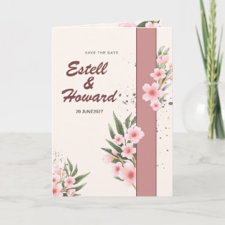 Faire-part de mariage floral crème élégant