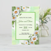 Faire-part de mariage floral Daisy Blanc Rustique (Debout devant)