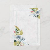 Faire-part de mariage floral d'aquarelle bleue (Devant / Derrière)